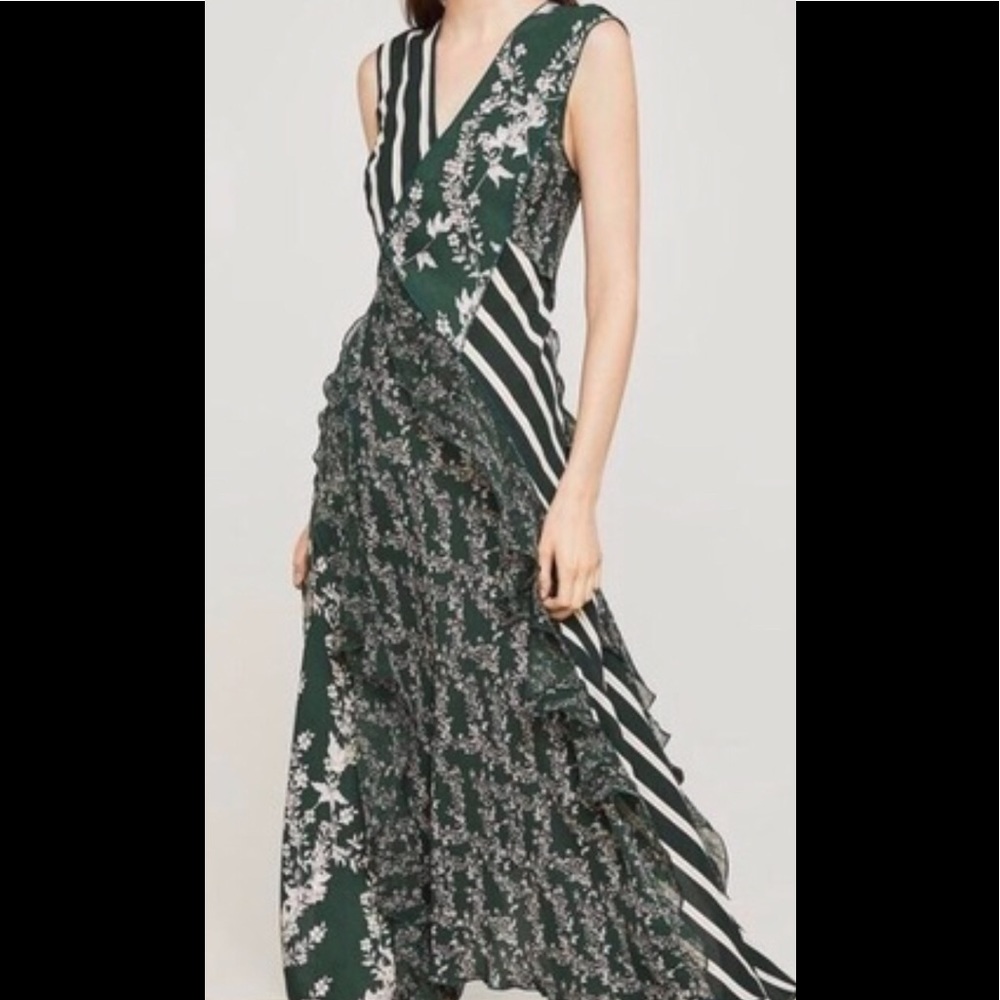 BCBGMAXAZRIA green floral sprucecomb maxi